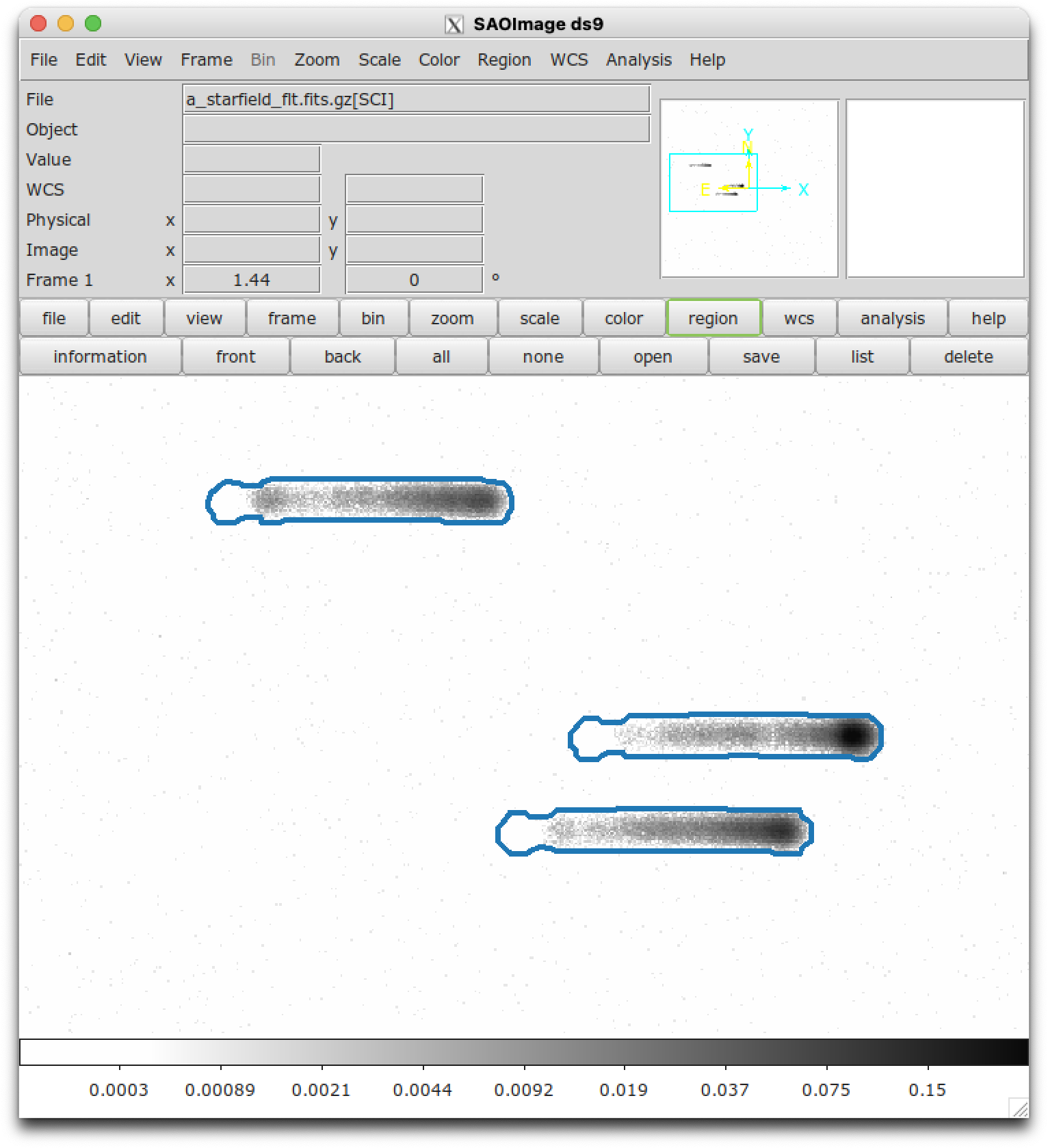 Example region image with ds9.